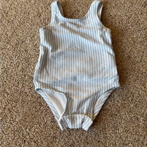 Old Navy Blue and White Striped Ruffle One Piece